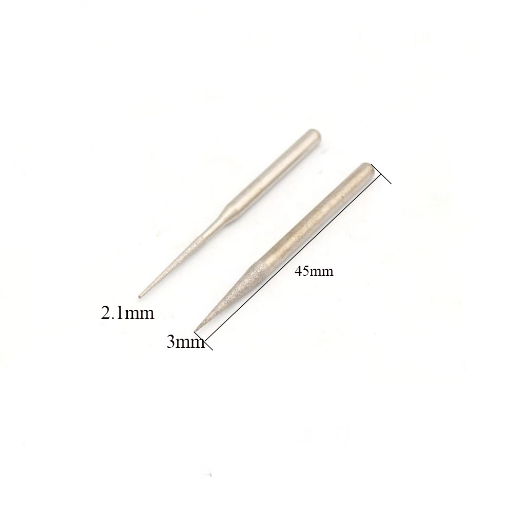 1/5/10Pcs 2.1/3Mm Solderen Diamond Burr Bit Slijpen Point Voor Dremel Graveren Glas tool