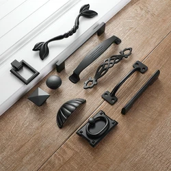 Zinc Alloy Black Cabinet Handles American Style Kitchen Cupboard Door Pulls Drawer Knobs Fashion Furniture  Hardware