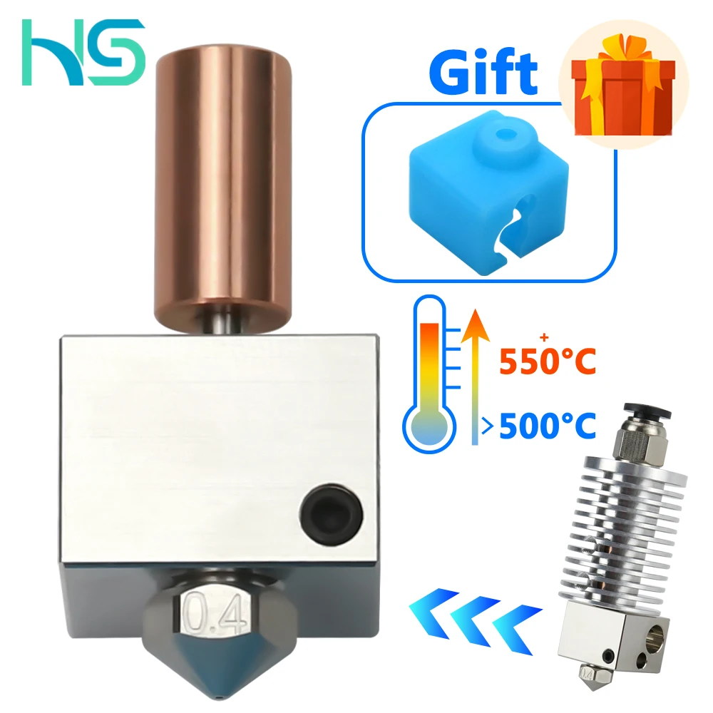 Haldis 3D High Quality Upgrade Bimetal Heatbreak + Plated Copper Heat Block + 0.4mm Plated Copper Nozzle For Flyingbear-Ghost 5