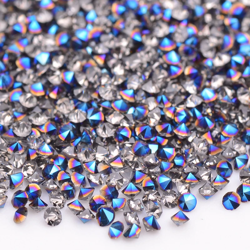 JUNAO 1.2mm Transparent AB Crystal Mini Zircon Rhinestones Nail Art Decor Point Strass Crystal Small Stones for Dress Crafts