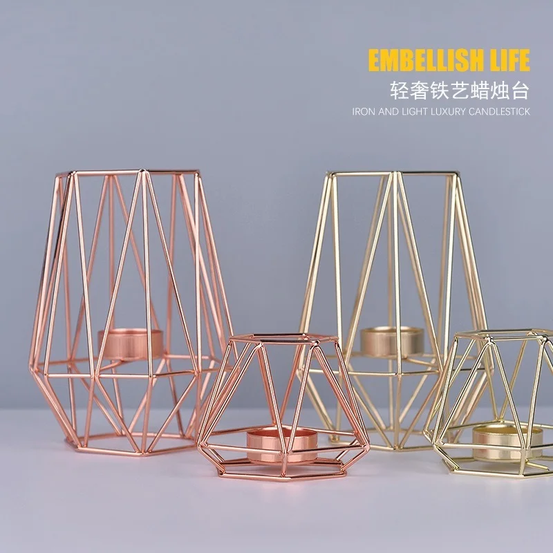 

Nordic Metal Candlestick Romantic Decoration Candles Home Decoration Accessories Modern Dining Table Center Golden Candlestick