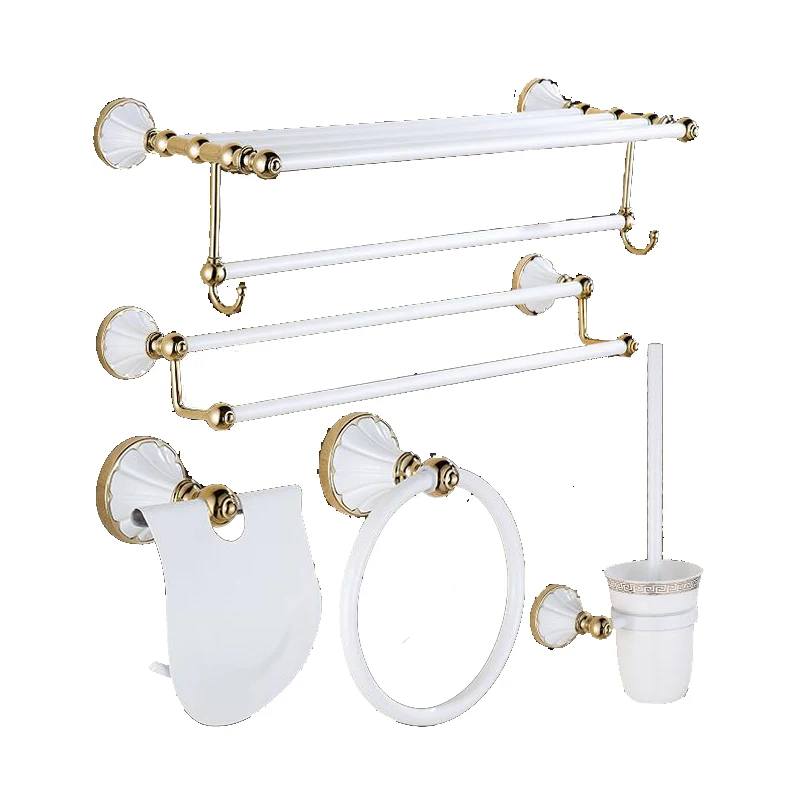 Langyo-conjunto de toalhas para banheiro, acessórios de luxo, pingente em branco ou ouro, polido, com gancho para toalha, acessórios para banheiro