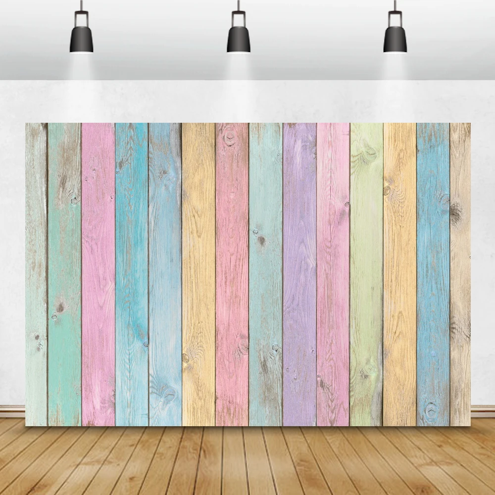 Vinyl Wood Backgrounds For Photography Colorful Hardwood Planks Baby Pet Doll Food Portrait Party Photo Backdrop For Photo Shoot image 5