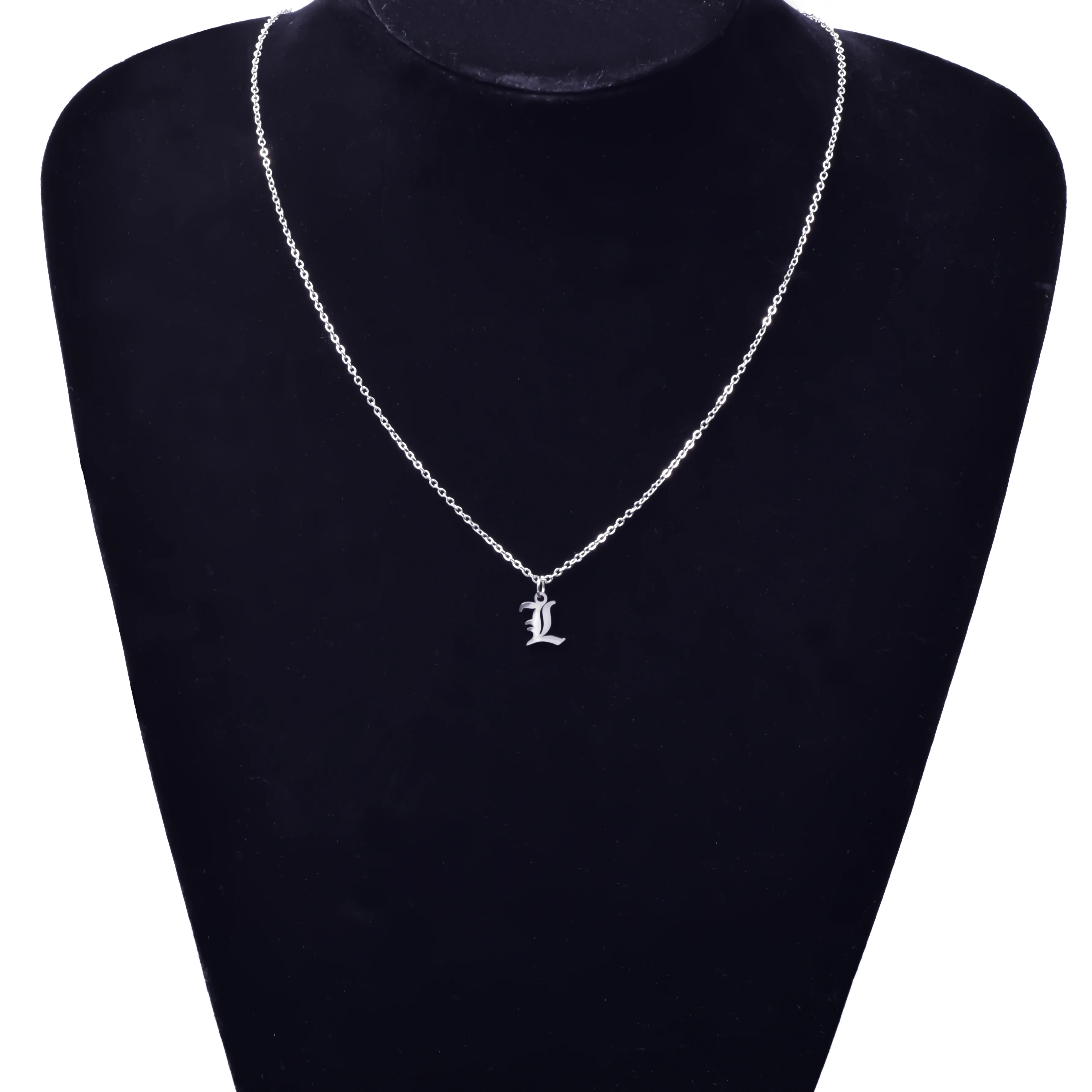 2pcs Stainless Steel Initial Necklace For Men Women Chain Old English Pendant 26 Letters Statement Necklaces Jewelry Couple Gift