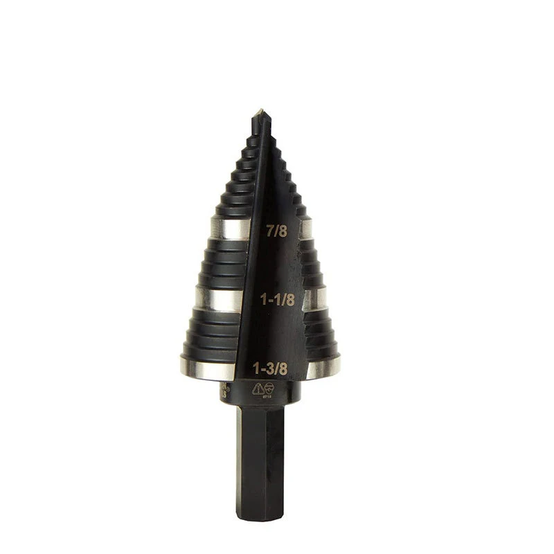 7/8 a 1-3/8 doppio scanalato HSS 6542 titanio rivestito più veloce perforazione del metallo passo punta da trapano metalli Platic cono di legno punta da trapano s