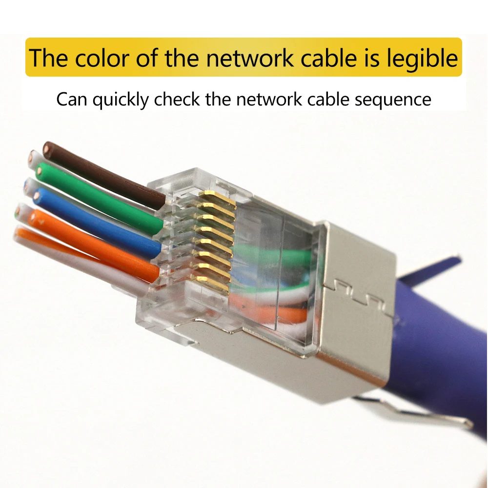 xintylink new CAT8 CAT7 CAT6A rj45 connector 50U ethernet cable plug network SFTP FTP STP shielded jack pass through 1.5mm hole