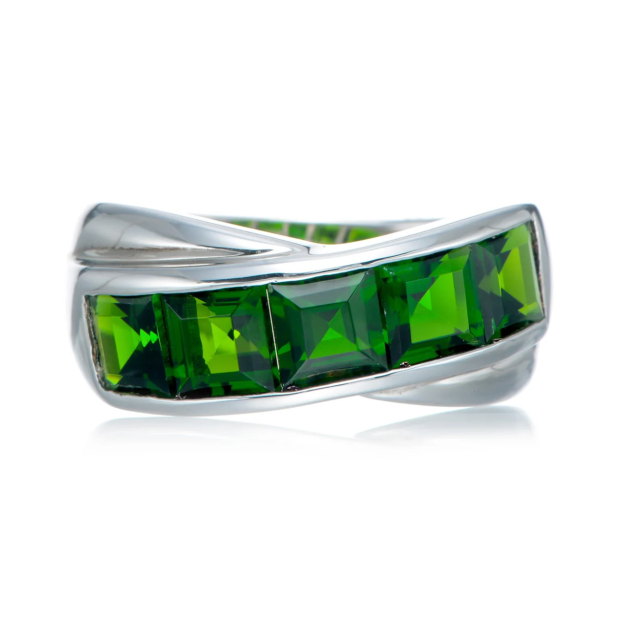 

GESIDE Chrome diopside Rhodium Over Sterling Silver Ring. wholesale couple spinning hawaiian jewelry aesthetic