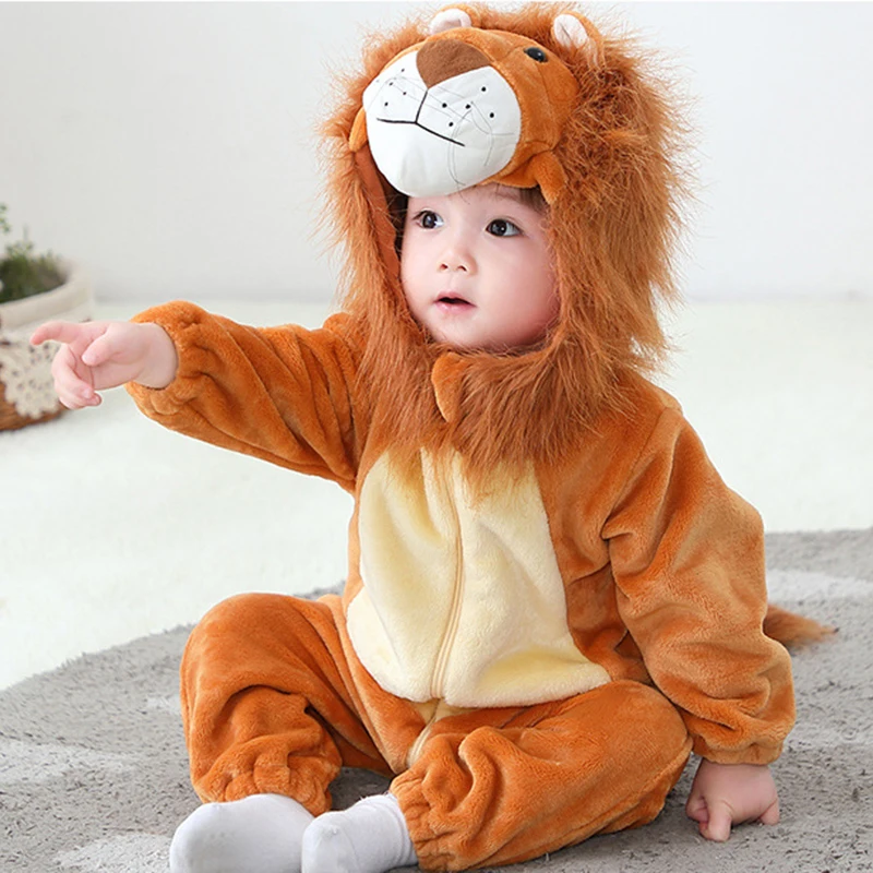 Vestiti del neonato pagliaccetto tutina Cartoon Cute Lion pagliaccetti Halloween Baby Costume Soft Warm Outfit ropa bebe 0-3y bambino