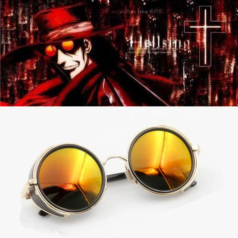 HELLSING Anime Alucard Vampire Hunter Tailored Cosplay Glasses Orange Sunglasses Props