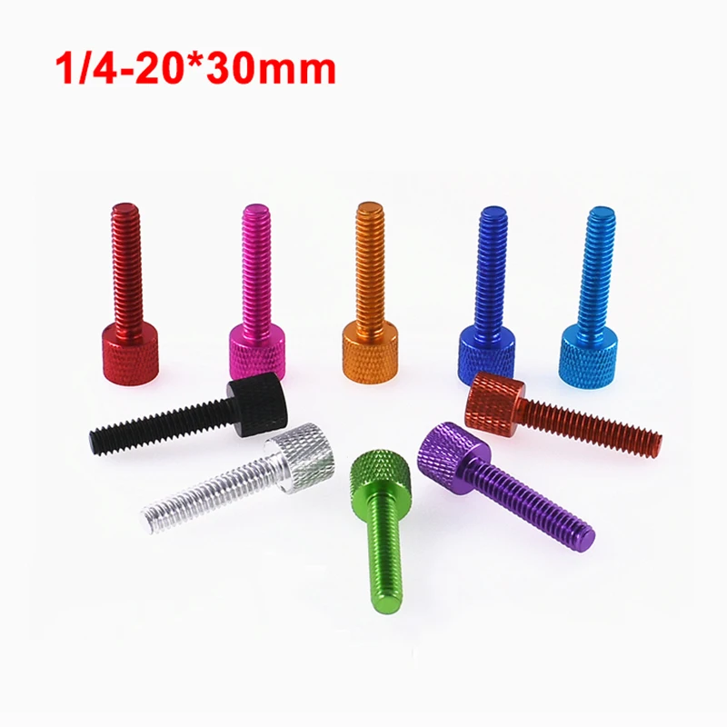 1/4-20*30mm Aluminum Alloy Knurled Thumb Screws American Standard Adjust Screws Camera Gopro Accessories Multiple Color