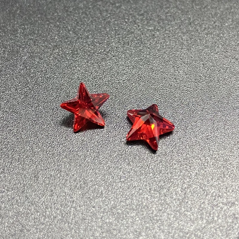 Size 3x3mm~10x10mm 5A Quality Star Shape Orange Red Cubic Zirconia Stone Star Cut CZ Gems For DIY Jewelry