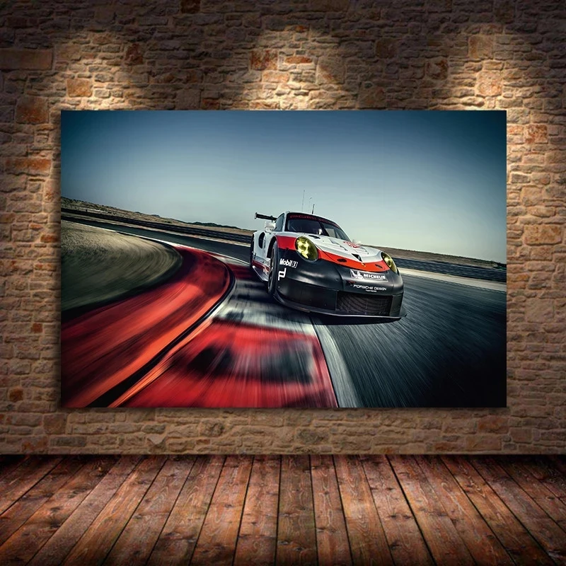 Supercar Wall Art Canvas, Cool Peedster 911 RSR Race Car Painting Living Room Modern Print Picture Bedroom Modular Home Decor