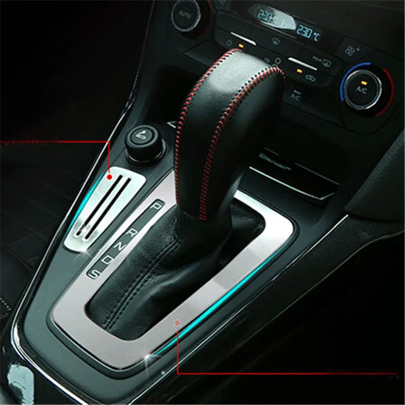 Car Accessories Gearbox Water Cup Holder Panel Trim Interior Decoration Frame sticker For Ford Focus 3 mk3 2015-2018