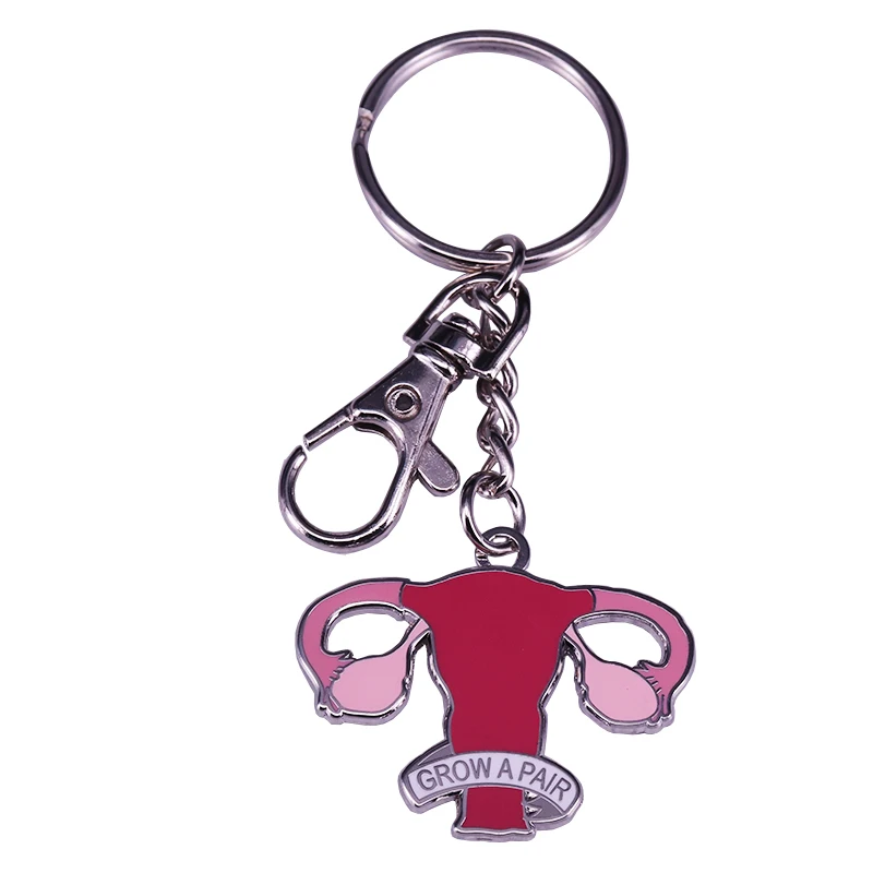 Grow a pair uterus keyring cute feminist women keychain