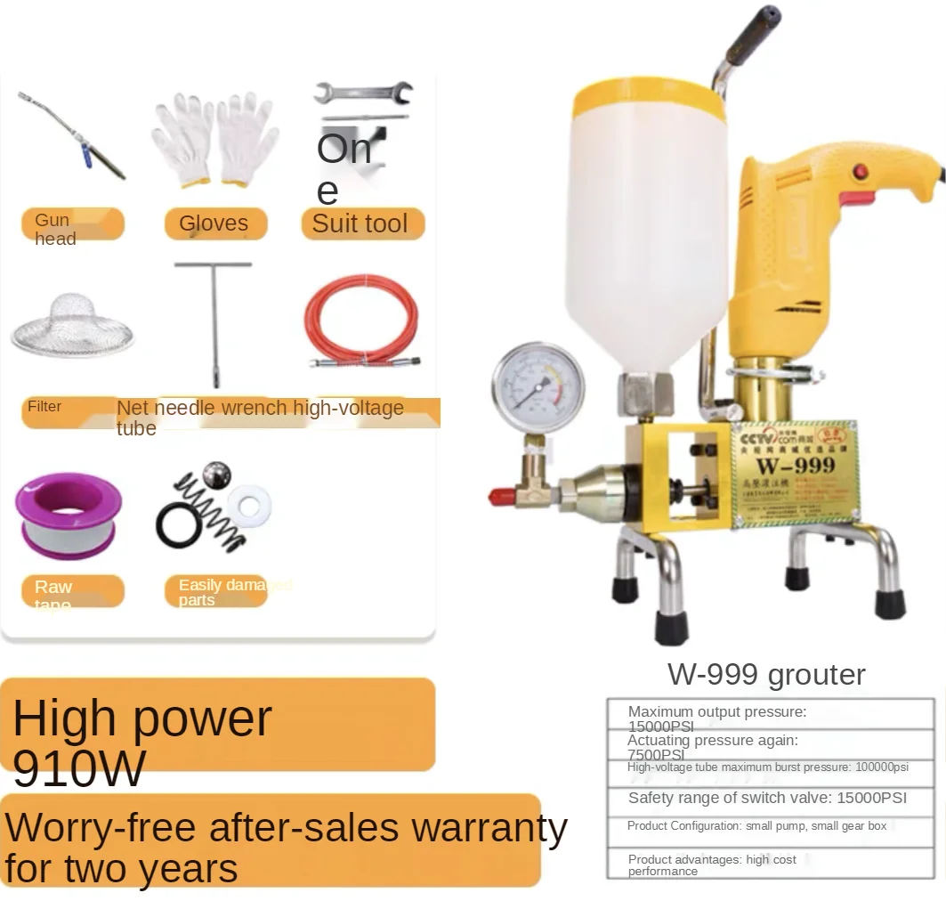 Imagem -02 - Dois Fluidos Epóxi Injeção Bomba Poliuretano Espuma Groouting Machine Mangueira de Aço Crack 999 Alta Qualidade 910w 1100w