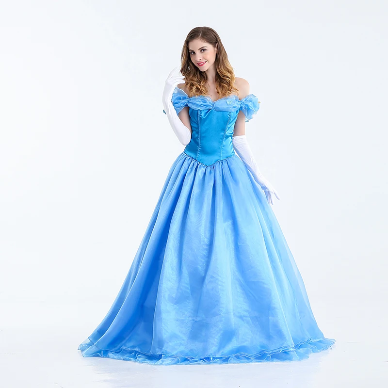 Deluxe Volwassen Cinderella Kostuum Vrouwen Fancy Dress Baljurk Halloween Prinses Kostuum Rollenspel Carnaval Sexy Party