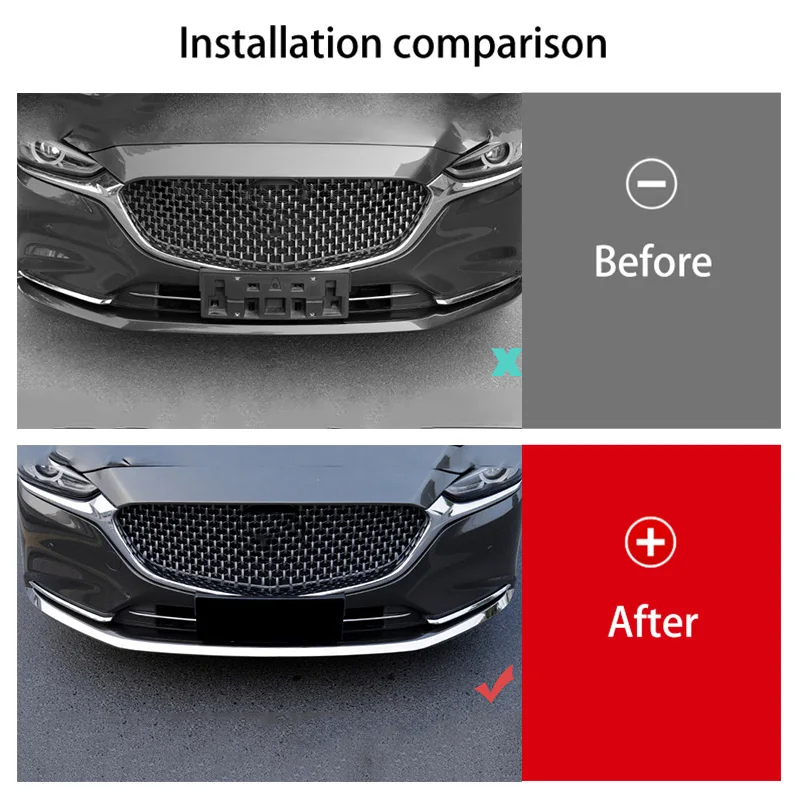 Car Front Bottom Bumpers Molding Racing Grill Trim Cover Garnish Sticker Styling Strips Accessories For Mazda Atenza 6 2019-2021