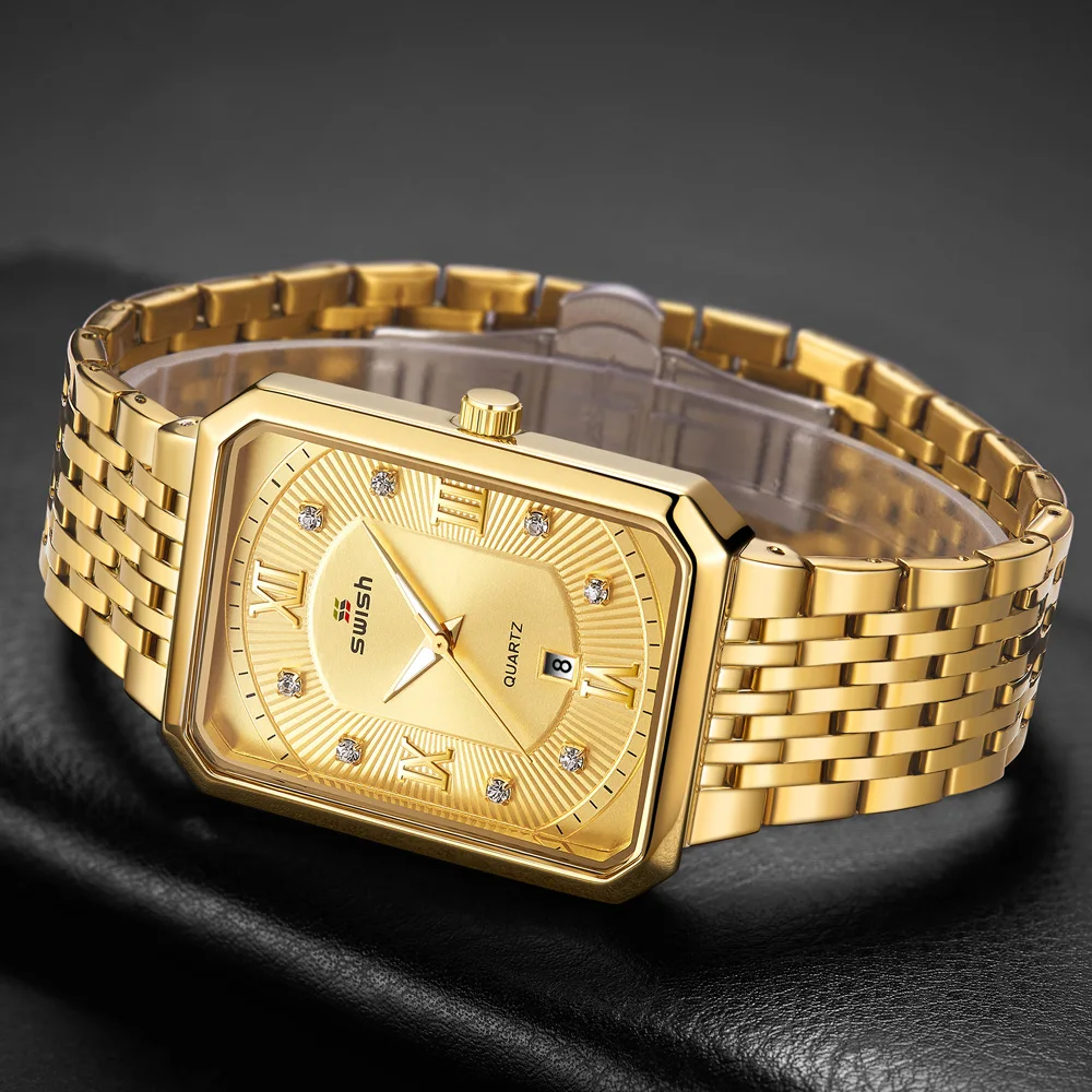 Relogio Golden Masculino Top Brand Luxury Fashion Rectangle Wristwatch Mens Waterproof Business Sports Clock relojes hombre