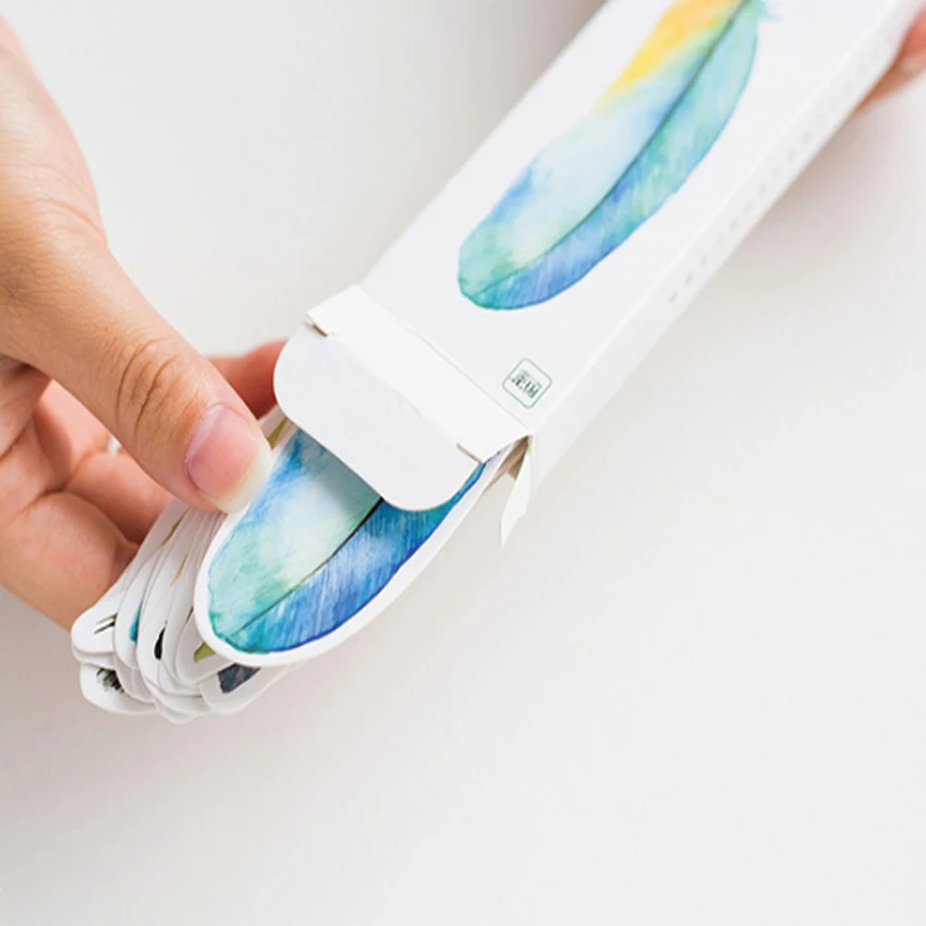 30Pcs/lot Lovely Colorful Feather Paper Creative Bookmark Birds In Memory Paper Card Bookmark Film Bookmark Gift Stationery