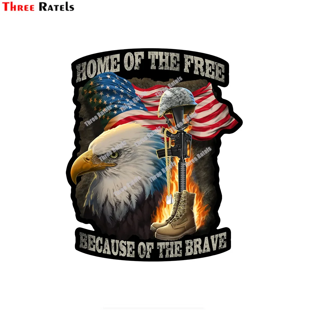 Three Ratels D446 Patriotic Home Of The Free Because Of The Brave Decal  American Flag Waterproof Permanent Vinyl Decal Sticker