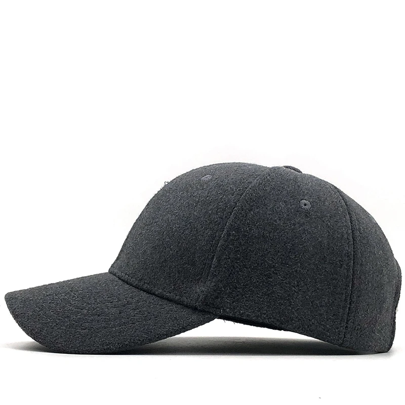 Simple Men Winter Spring Autumn Adjustable Baseball Hat gray Wool Cap for Men Women Tactical Snapback Hat