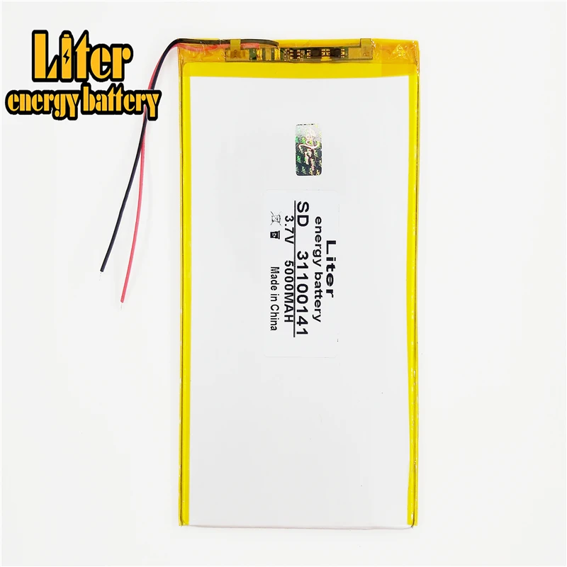 Batterie lithium-ion polymère 31100141, 3.7 V, 5000mAh, certification de qualité CE FCC ROHS MSDS