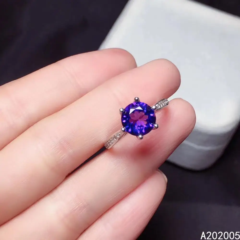 

KJJEAXCMY fine jewelry 925 sterling silver gem Amethyst gemstone new Female girl woman crystal adjustable ring hot selling