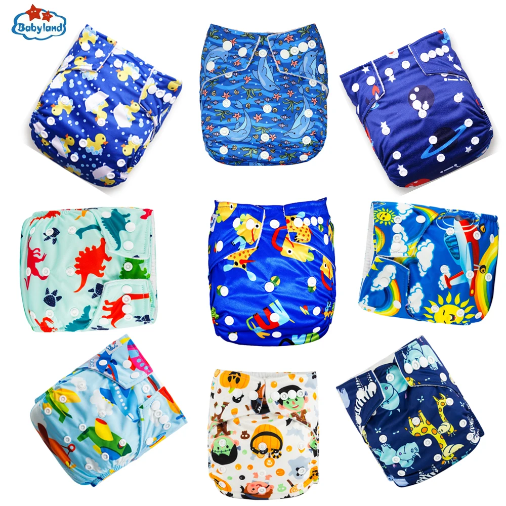 Promotion Babyland Washable Diapes 9pcs Waterproof Cloth Diaper Washable Nappy Reusable Baby Pocket Diapers