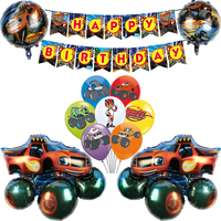 Blaze Monster Foil Balloons Cars Latex Ballons Happy Birthday Banner Party Decorations Kids Boy Machines Racing Race Car SUV Toy