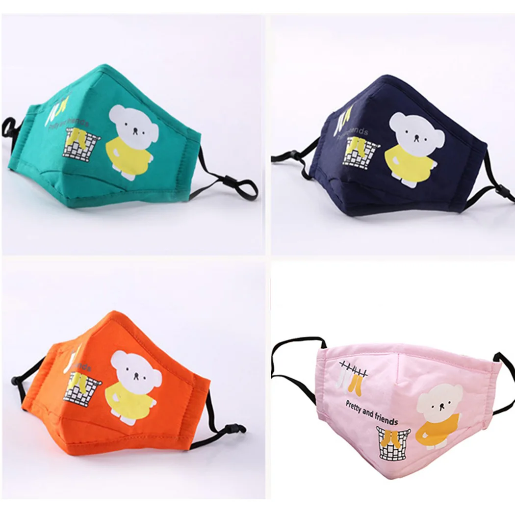 Washable Mouth Mask With Valve Kids Children Dust Mask Nose Filter Face Muffle Bacteria Flu Respirator Kids with 2 Filter