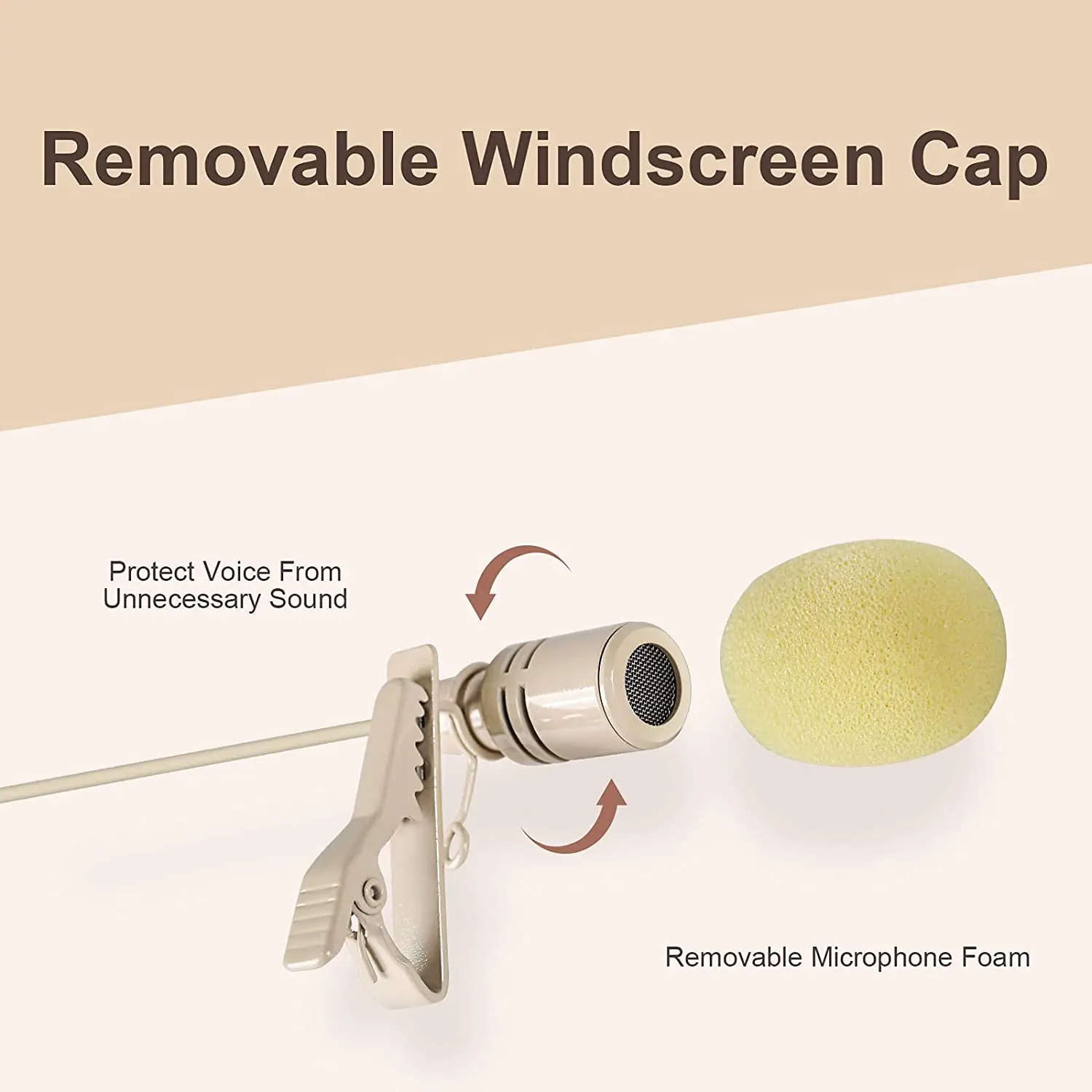 Петличный наушник бежевого цвета с лацканом и гарнитурой, гибкая проводная гарнитура, совместима со всеми беспроводными микрофонами Phenyx Pro