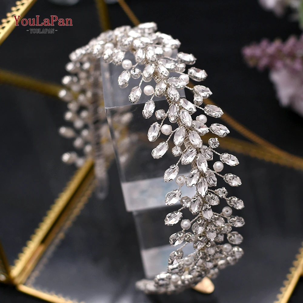 YouLaPan – serre-tête en strass pour mariage, élégant, fait à la main, diadème et couronne en perles, accessoires pour cheveux de mariée, coiffure, HP351