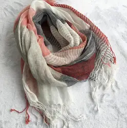 Spring And Summer New Linen Plaid Scarf Long Beach Outdoor Tourism Sunscreen Shawl Women Linen Scarf Wholesale And Retail