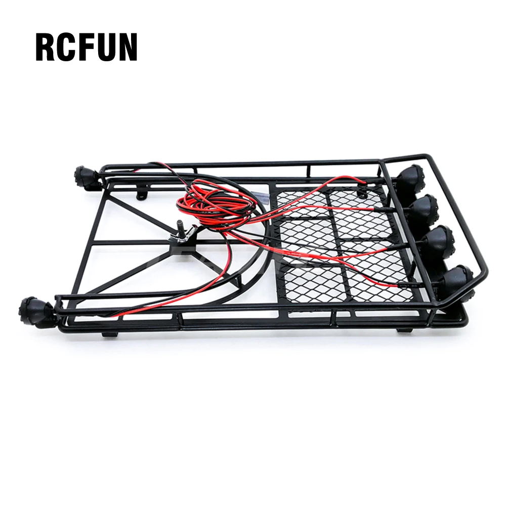 RC Professional Roof Rack Luggage Carrier with 6LED Light for 1/10 RC Crawler for D90 for Axial for Scx10 RC Cars Accessories S3