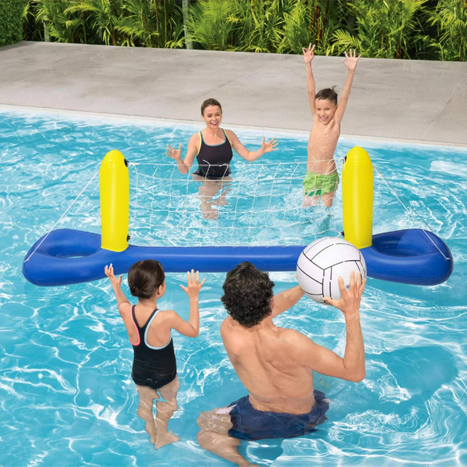 Filet de volley-ball pour enfants et adultes, ensemble de flotteurs de piscine pour enfants et adultes, jeu de natation sportif amusant en plein air, jouet d'été