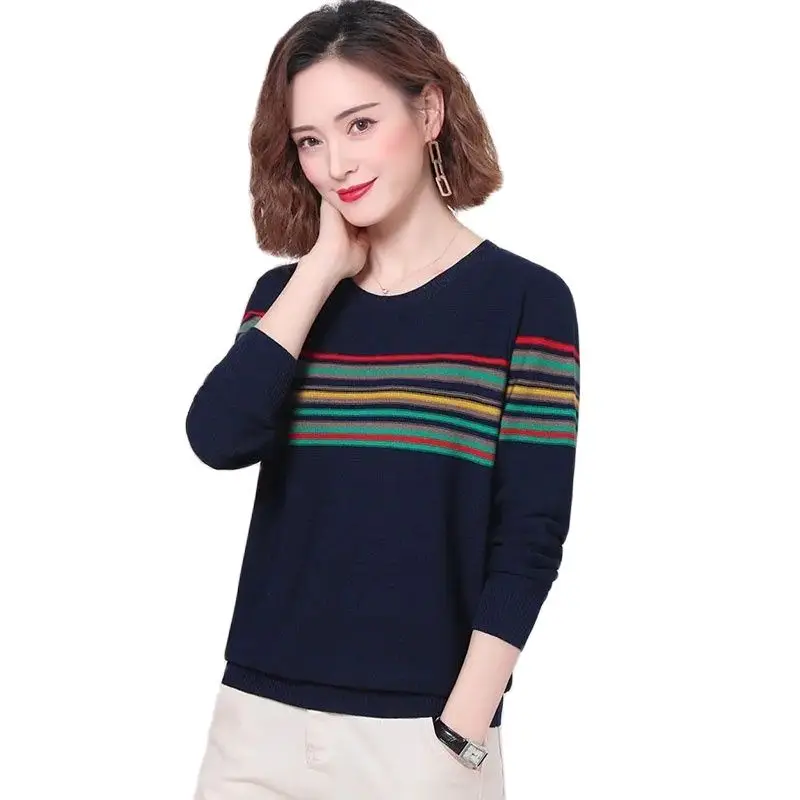 New Ladies Sweater Explosion Women's Clothing Autumn Winter Hedging Round Neck Knitting Hit End Shirt Female Fashion Inside