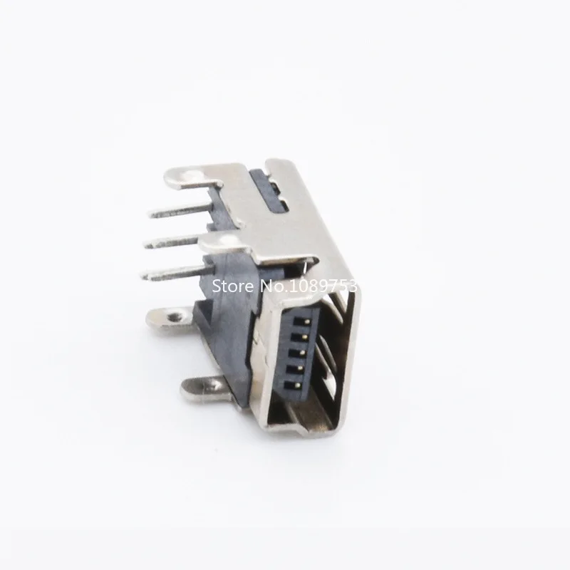 Mini soquete fêmea vertical/horizontal, conector usb tipo b de 5 pinos, conector dip, para carregamento de cauda, com 10 peças