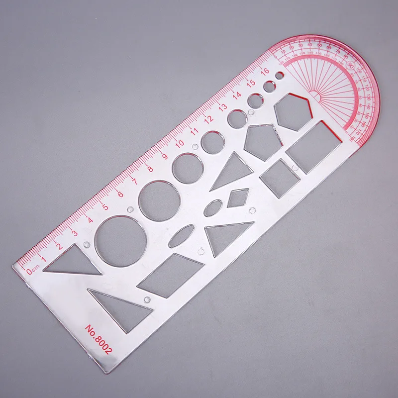 

hot sale Multifunctional Geometric Rulers Geometric Drawing Template Measuring Ruler Springhall Angle and Circle Maker Drawing