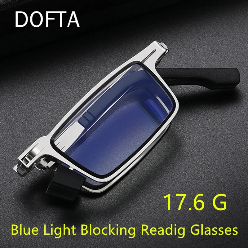 DOFTA Metal Rectangle Folding Reading Glasses Men Blue Light Computer Grade Glasses Narrow Eyeglasses Frame For Men gafas