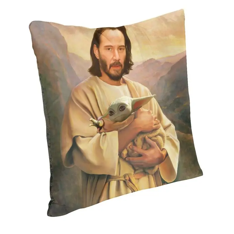 Jesus Saint Keanu Reeves And Baby Throw Pillow Cover Decoration 3D Print Cushions Seat for Sofa Double-sided Funny Pillowcase