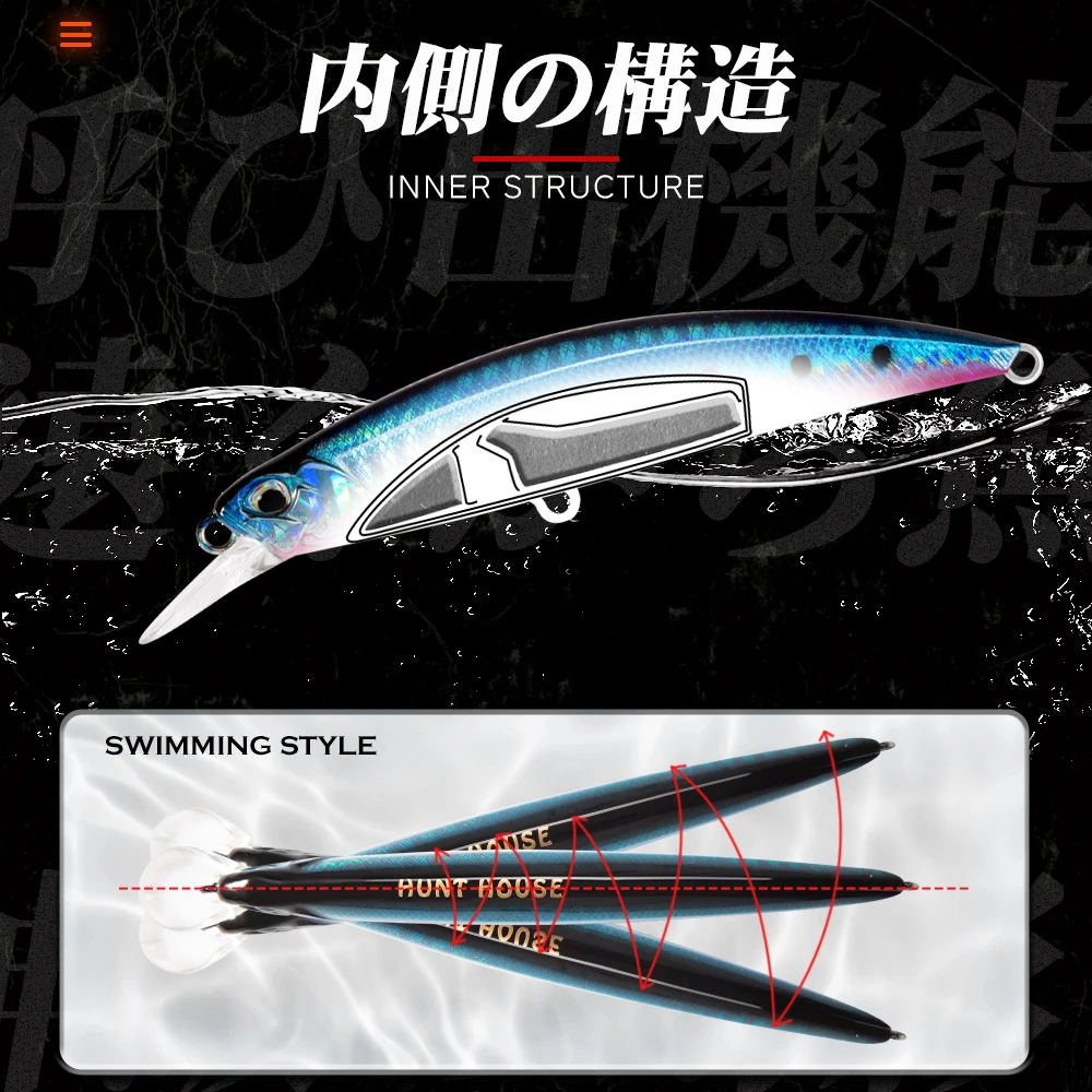 Hunthouse Ryuki Minnow – Wobbler hundimiento lento para lubina - imagen 5