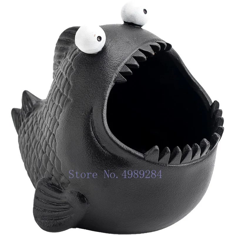 Tao Fan Creative Cute Animal Ceramic Ashtray Piranha Desktop Office Decoration Household Windproof and Fly Ash Car Small Ashtray