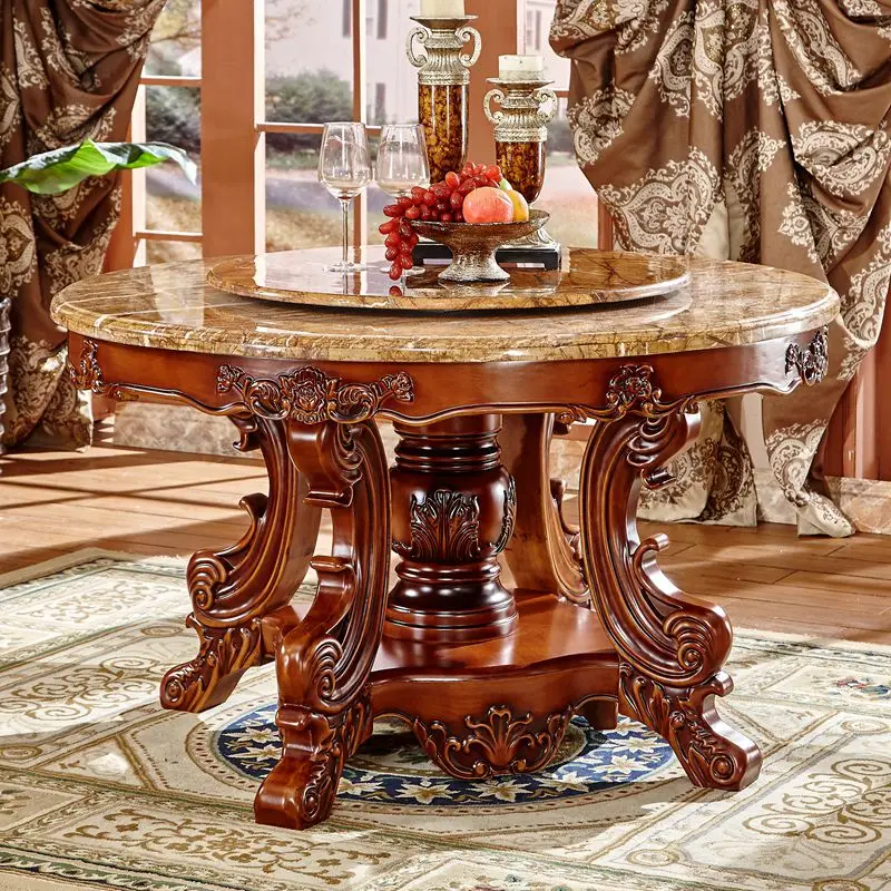 European round marble dining table and chair combination round table hotel dining table