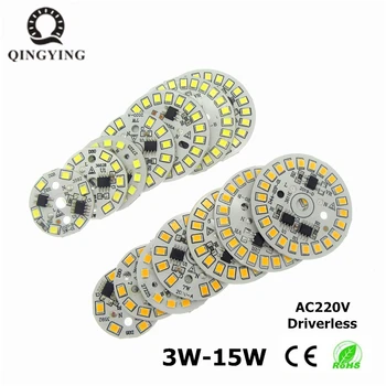3W 5W 7W 9W 12W 15W AC 220v LED PCB Met Geïntegreerde IC Driver Warm wit/Wit Driverless Aluminium Plaat Board Voor Lamp Licht