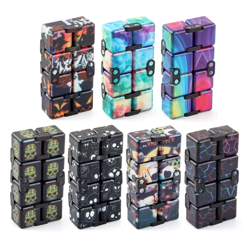 Strange new decompression toy printing camouflage infinite cube halloween folding ever-changing flip fingertip cube