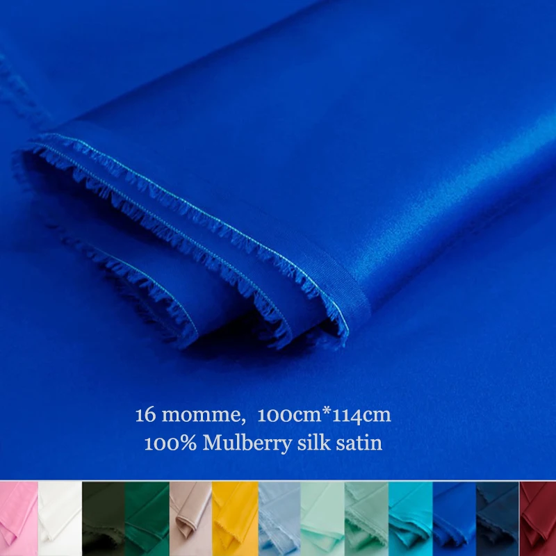 100cm*114cm 100% Natural Silk Charmeuse Fabric 16 momme Pure Silk Satin Material For Gown Pajamas