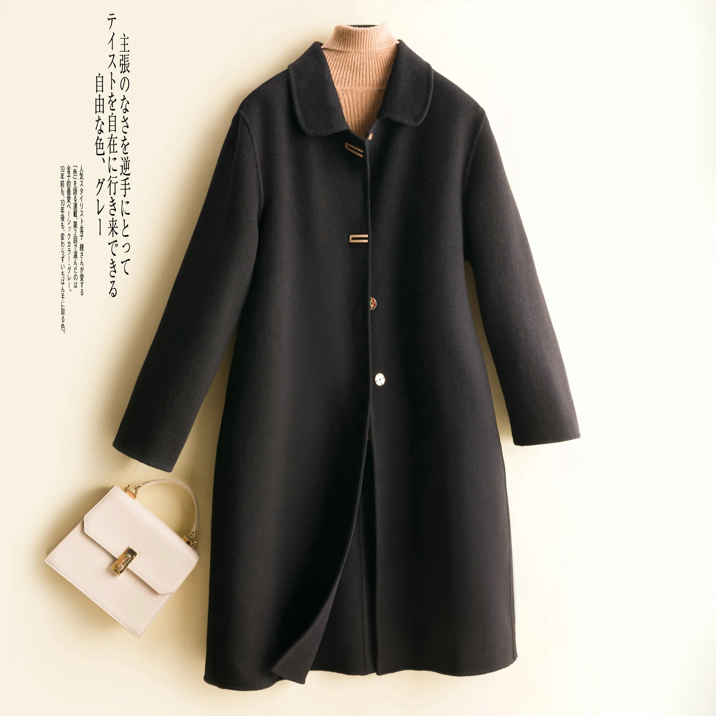 MODERN NEW SAGA 2023 Women Coat 100% Wool Autumn Woolen Coat Pea Coat Winter Warm Wool Long Coats Woman Overcoat Fall Clothes