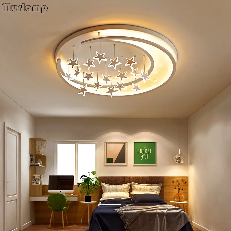 

Murlamp modern star with moon LED ceiling lamp children's room bedroom living room home decoration ceiling chandelier 90-260V