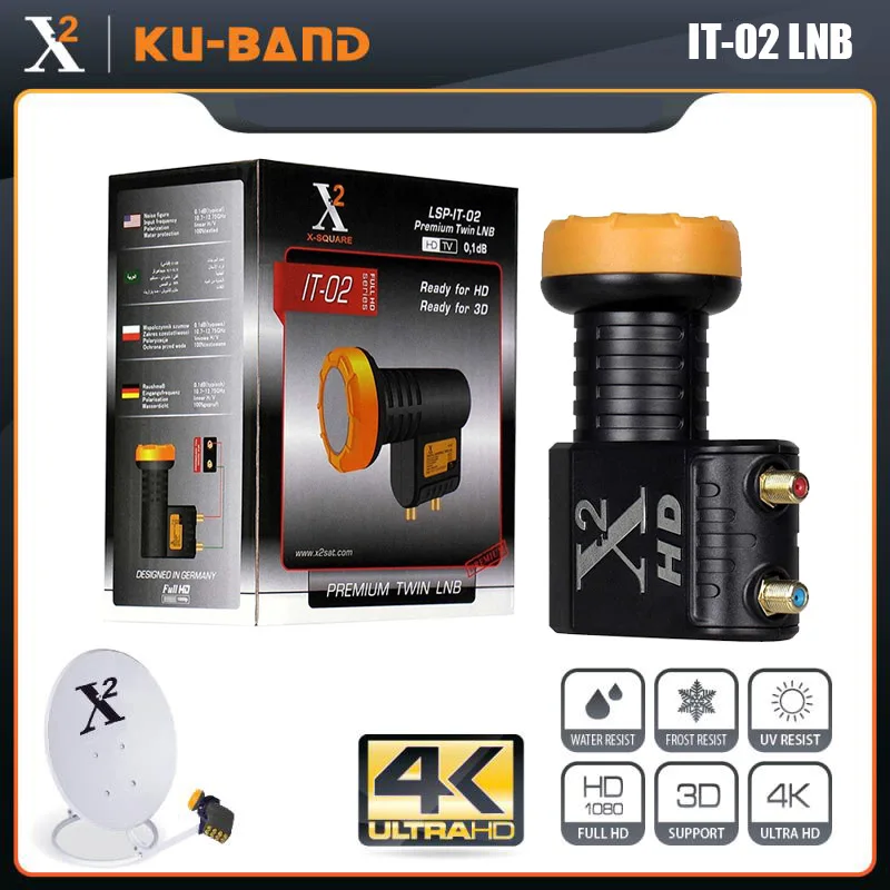 جهاز استقبال تلفاز LNB عالمي ، X-Square ، ضوضاء 0.1dB ، نطاق KU ، LNB مزدوج ، مقاوم للماء ، 5 قطعة