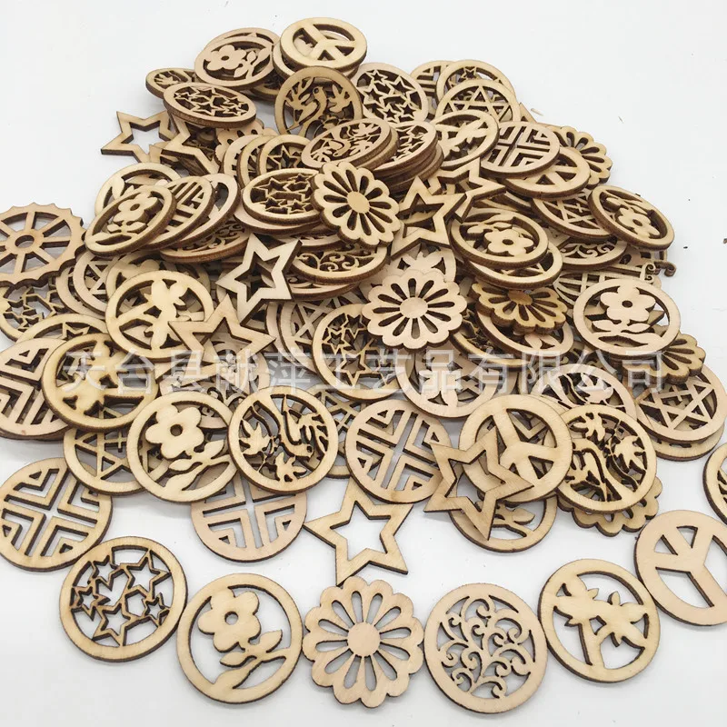 20pcs  Wood Laser Cut Embellishment Hollow Out Wooden Flower Shape Wood Discs Unfinished Wood Cutout for Arts Crafts Decorations